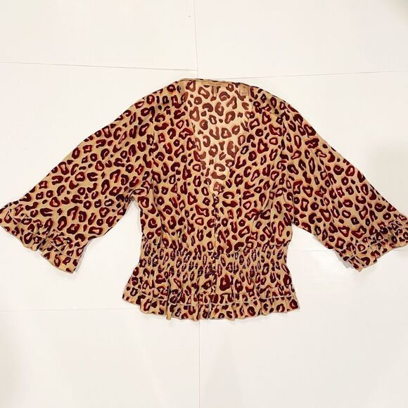 Scotch & Soda Leopard Ruffle Blouse V Neck XS - Picture 5 of 7